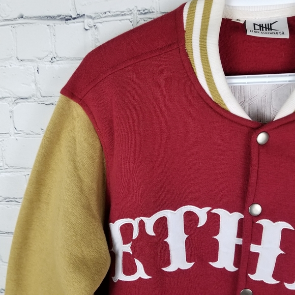 ETHIK | varsity style snap sweatshirt jacket - Picture 2 of 10